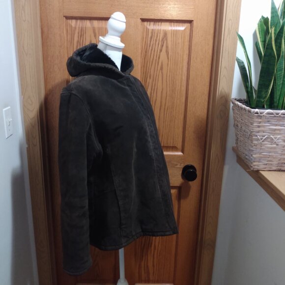 Jones New York Sport Women's Size L Faux Fur Lined Sude Brown Winter Jacket - Picture 8 of 13